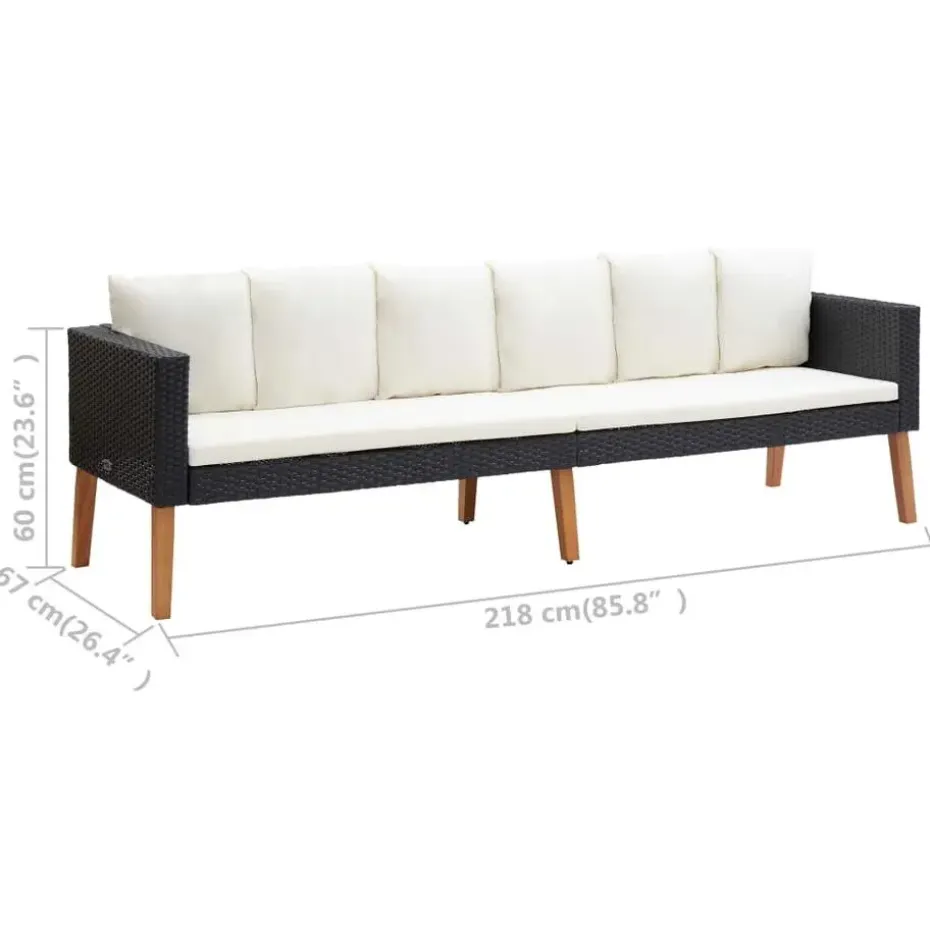 vidaXL - Tuinloungeset - Zwart - Poly rattan - 5 stuks - Met kussens