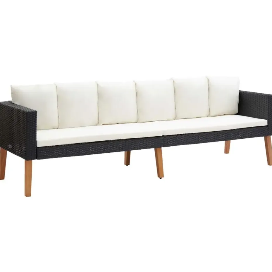 vidaXL - Tuinloungeset - Zwart - Poly rattan - 5 stuks - Met kussens
