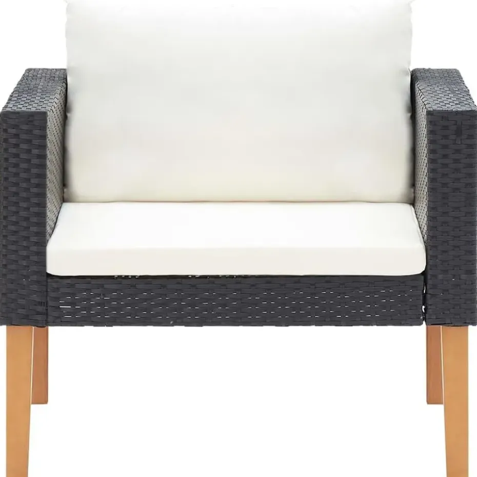 vidaXL - Tuinloungeset - Zwart - Poly rattan - 5 stuks - Met kussens