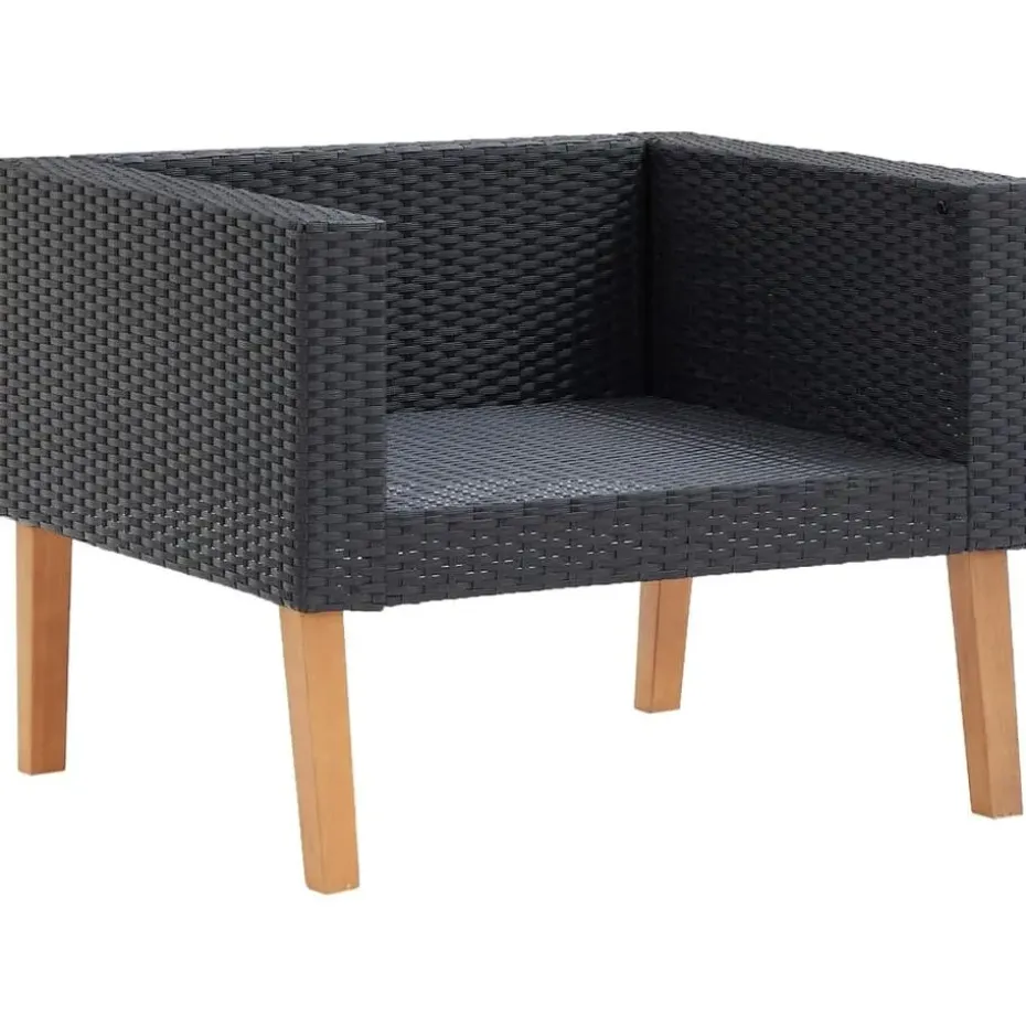 vidaXL - Tuinloungeset - Zwart - Poly rattan - 5 stuks - Met kussens