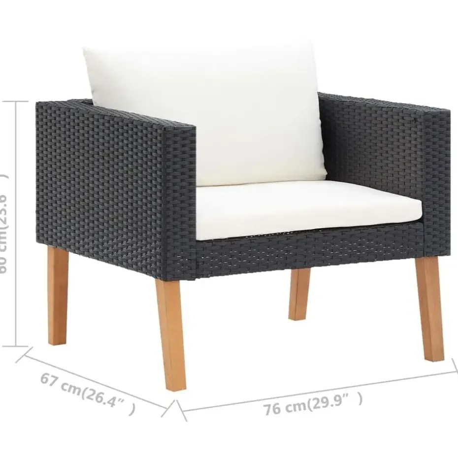 vidaXL - Tuinloungeset - Zwart - Poly rattan - 5 stuks - Met kussens