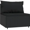 vidaXL - Tuinmiddenbank - Zwart - Poly rattan - Met kussens