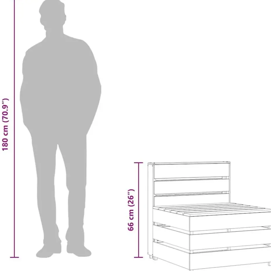 vidaXL - Tuinmiddenbank pallet - Grijs - Geïmpregneerd grenenhout - 60x70x66 cm