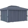 vidaXL - Tuinpaviljoen - Antraciet - Aluminium - 4 x 3 m