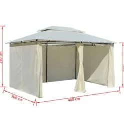 vidaXL - Tuinpaviljoen - Wit - Stof