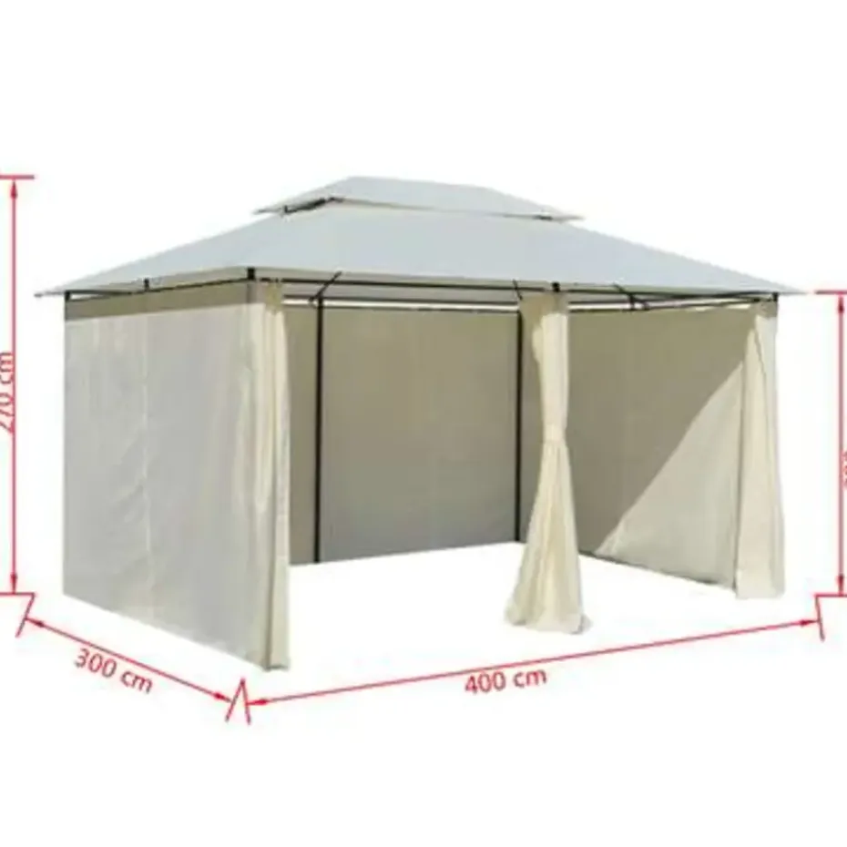 vidaXL - Tuinpaviljoen - Wit - Stof