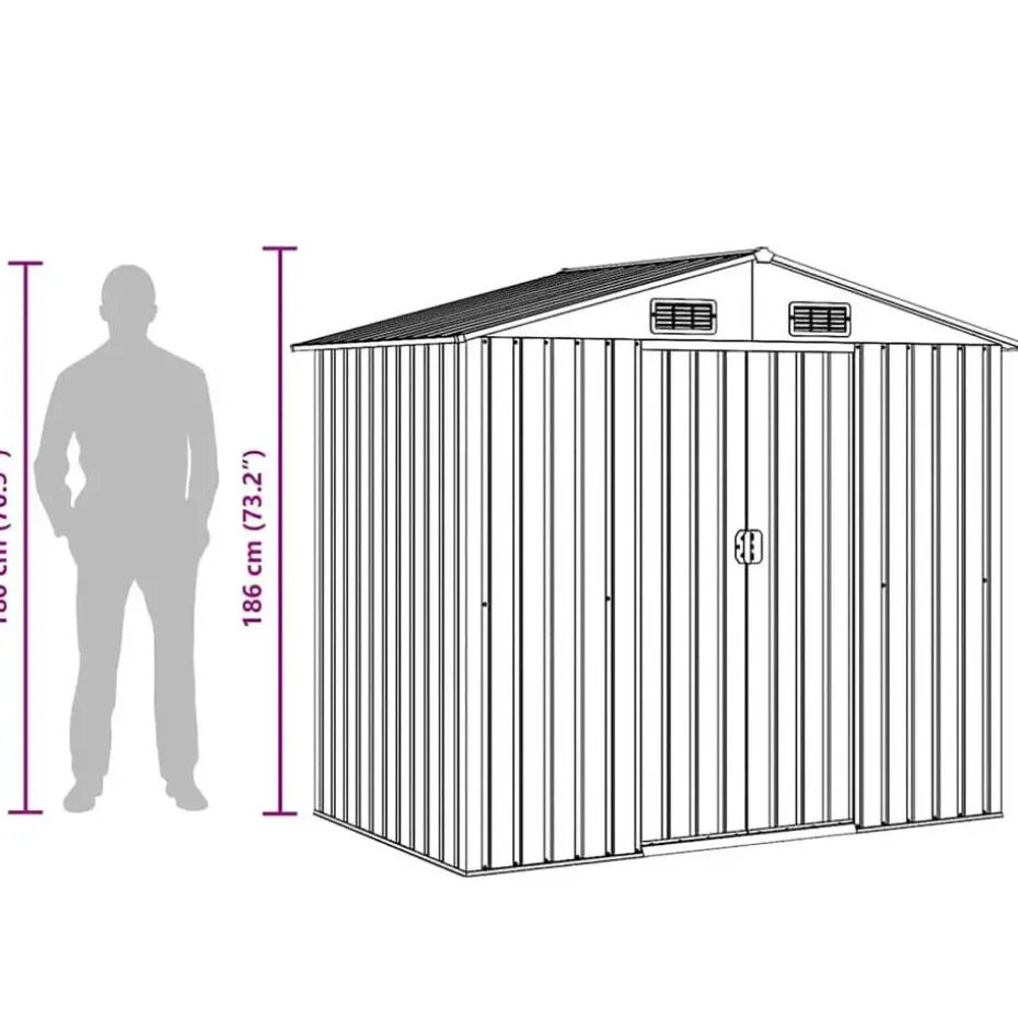 vidaXL - Tuinschuur - Grijs - Staal