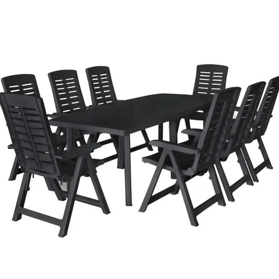 vidaXL - Tuinset - Antraciet - Kunststof - 9 stuks