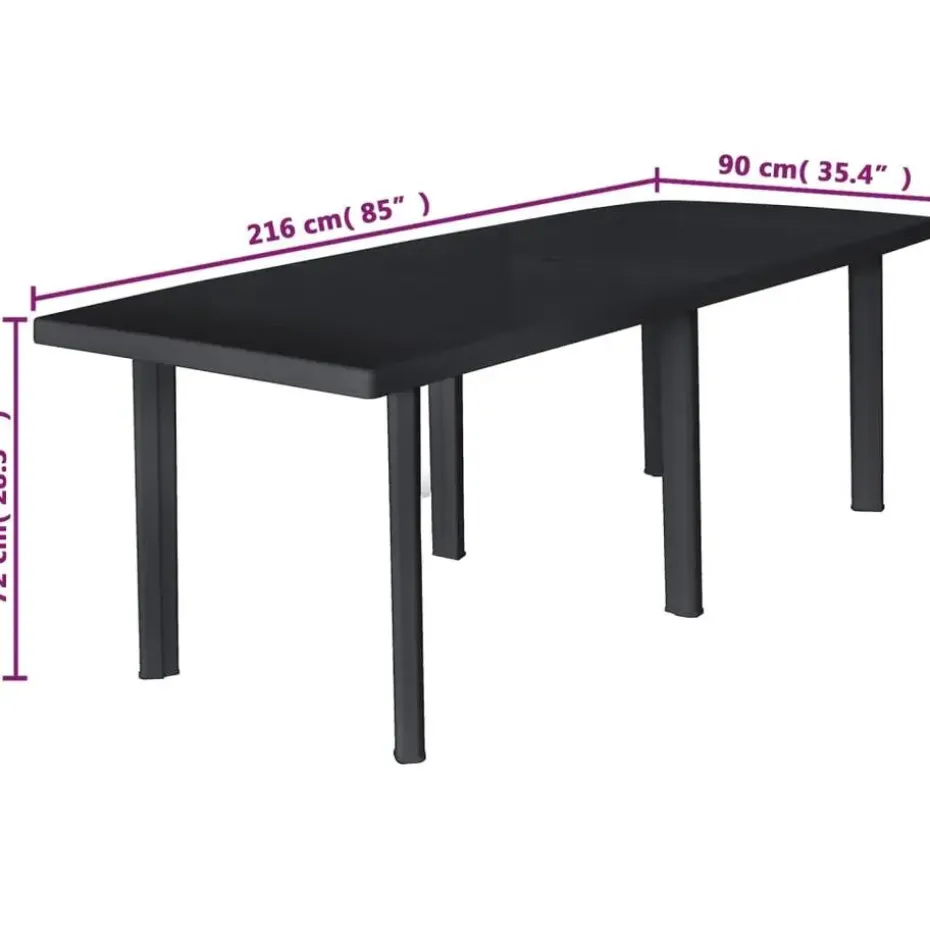 vidaXL - Tuinset - Antraciet - Kunststof - 9 stuks