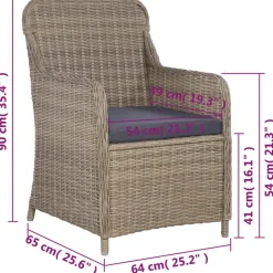 vidaXL - Tuinset - Bruin - Poly rattan
