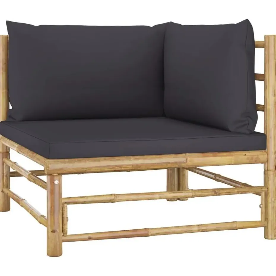 vidaXL - Tuinset - Grijs - Bamboe - 2 stuks - Met kussens