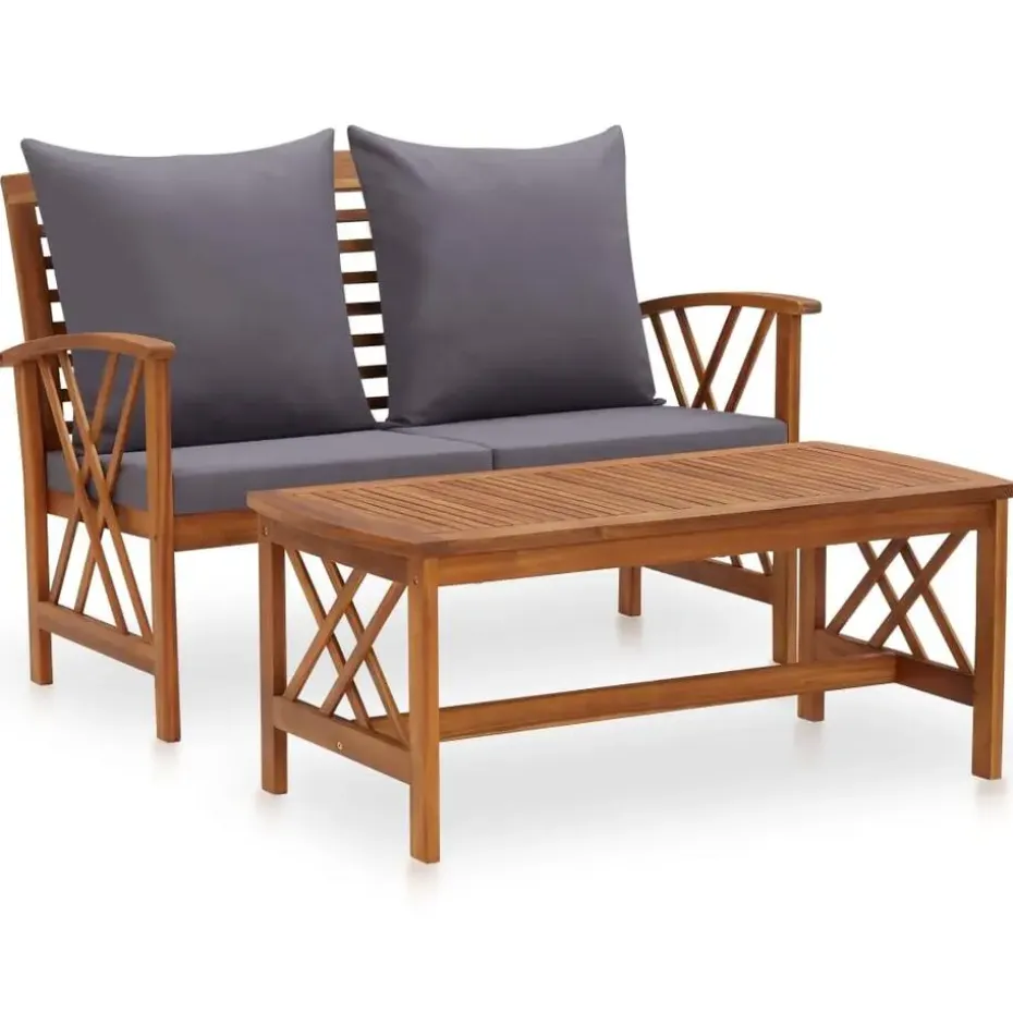 vidaXL - Tuinset - Grijs - Hout