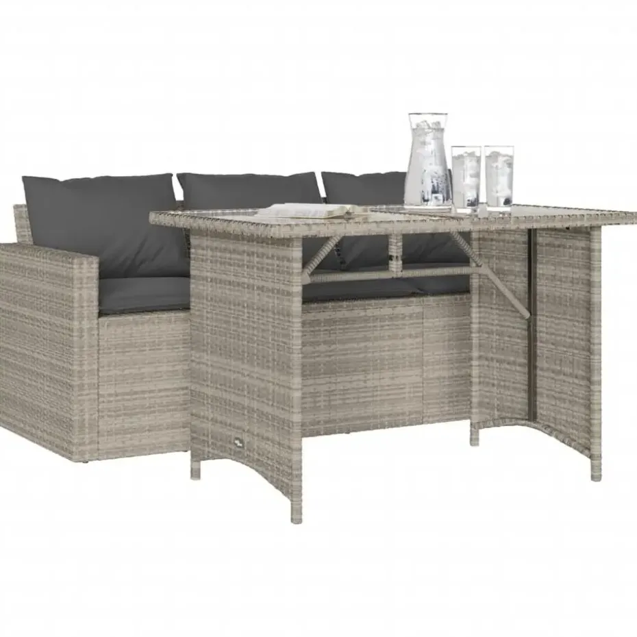 vidaXL - Tuinset - Grijs - Poly rattan