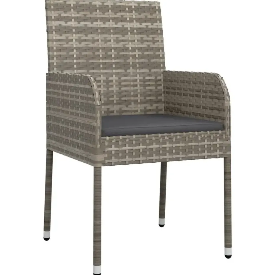 vidaXL - Tuinset - Grijs - Poly rattan - 150 cm - 5 stuks - Met kussens