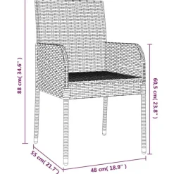 vidaXL - Tuinset - Grijs - Poly rattan - 150 cm - 5 stuks - Met kussens