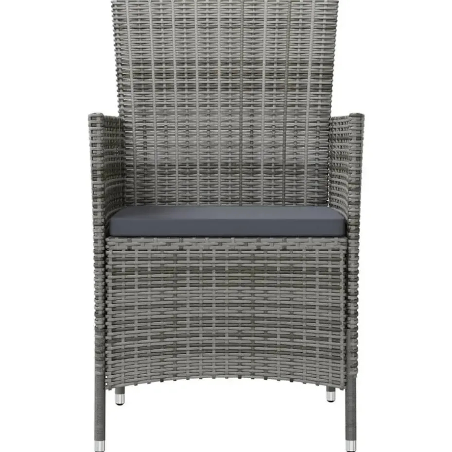 vidaXL - Tuinset - Grijs - Poly rattan - 3 stuks - Met kussens