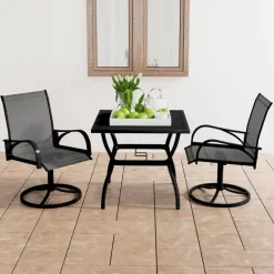 vidaXL - Tuinset - Grijs - Staal - 80 cm tafellengte