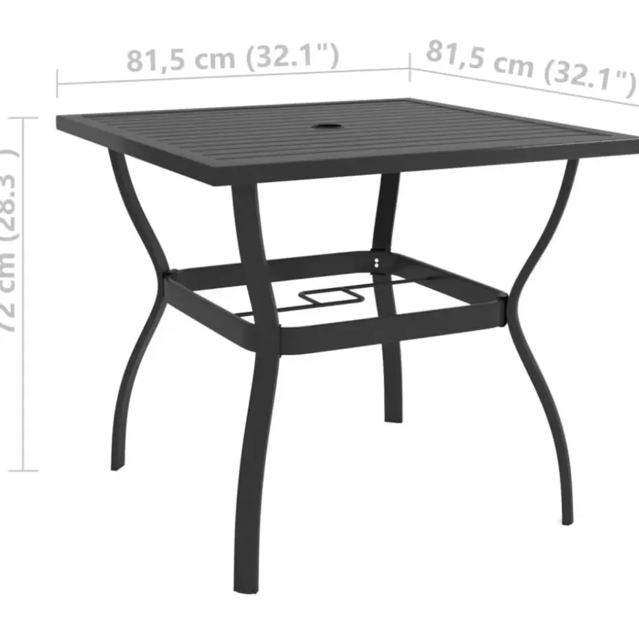 vidaXL - Tuinset - Grijs - Staal - 80 cm tafellengte