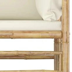 vidaXL - Tuinset - Wit - Bamboe - 6 stuks Met kussens