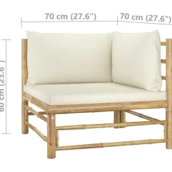 vidaXL - Tuinset - Wit - Bamboe - 6 stuks Met kussens