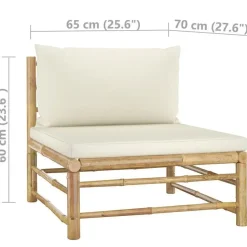 vidaXL - Tuinset - Wit - Bamboe - 6 stuks Met kussens