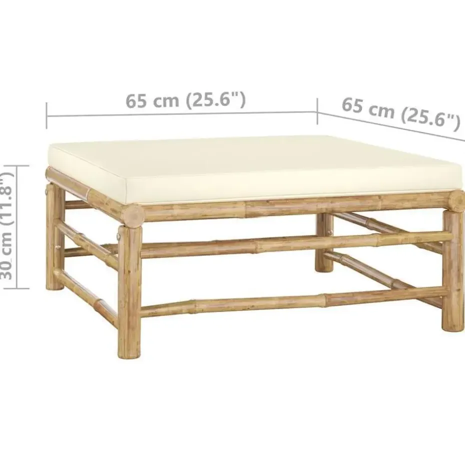vidaXL - Tuinset - Wit - Bamboe - 4 stuks - Met kussens