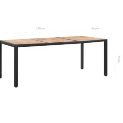 vidaXL - Tuinset - Zwart - Poly rattan - 190 cm tafellengte