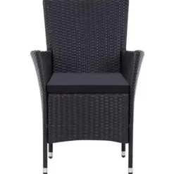 vidaXL - Tuinset - Zwart - Poly rattan - 190 cm tafellengte