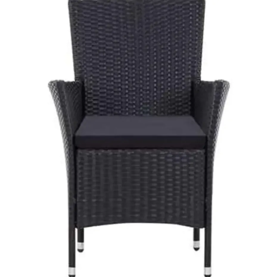 vidaXL - Tuinset - Zwart - Poly rattan - 190 cm tafellengte
