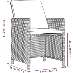vidaXL - Tuinset - Zwart - Poly rattan - 5 stuks - Met kussens