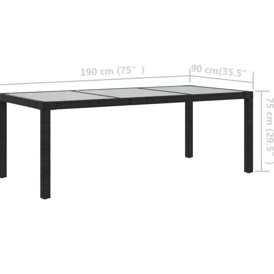 vidaXL - Tuinset - Zwart - Poly rattan - 7 stuks - Met kussens