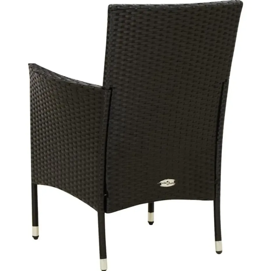 vidaXL - Tuinset - Zwart - Poly rattan - 7 stuks - Met kussens