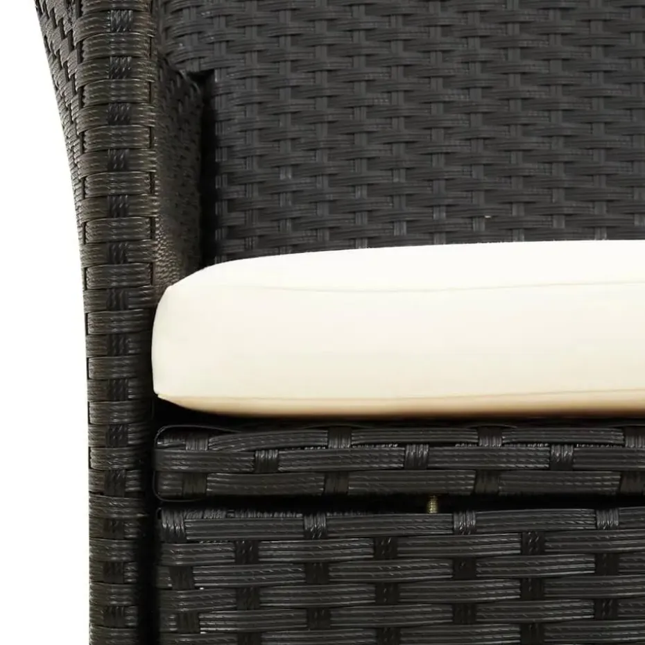 vidaXL - Tuinset - Zwart - Poly rattan - 7 stuks - Met kussens