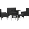 vidaXL - Tuinset - Zwart - Poly rattan - 6 stuks - Met kussens