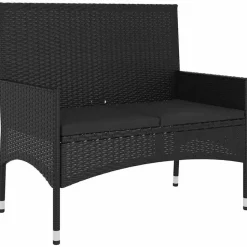 vidaXL - Tuinset - Zwart - Poly rattan - 6 stuks - Met kussens