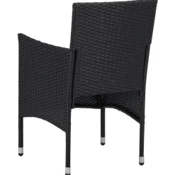vidaXL - Tuinset - Zwart - Poly rattan en glas - 3 stuks