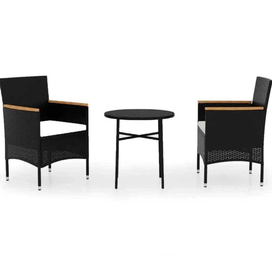 vidaXL - Tuinset - Zwart - Poly rattan - 3 stuks