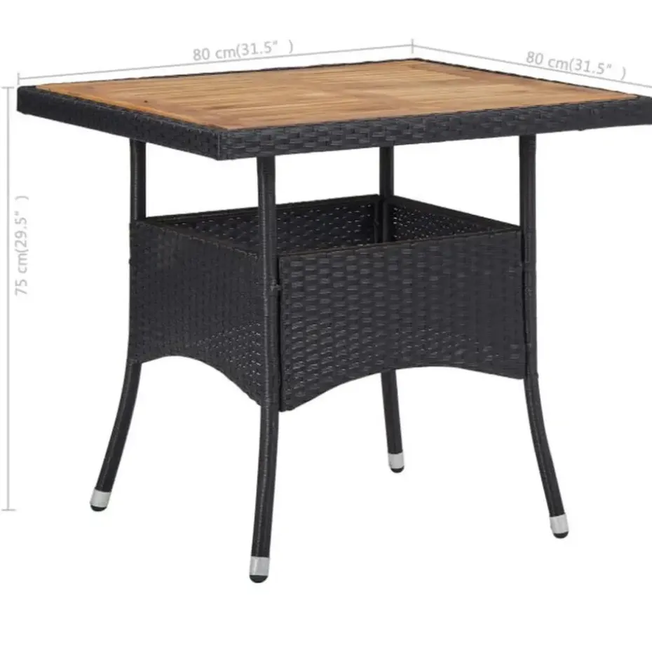 vidaXL - Tuinset - Zwart - Poly rattan