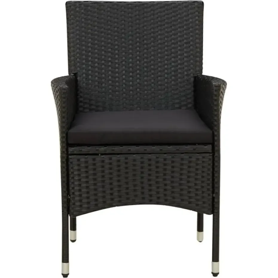 vidaXL - Tuinset - Zwart - Poly rattan - 190 cm tafellengte