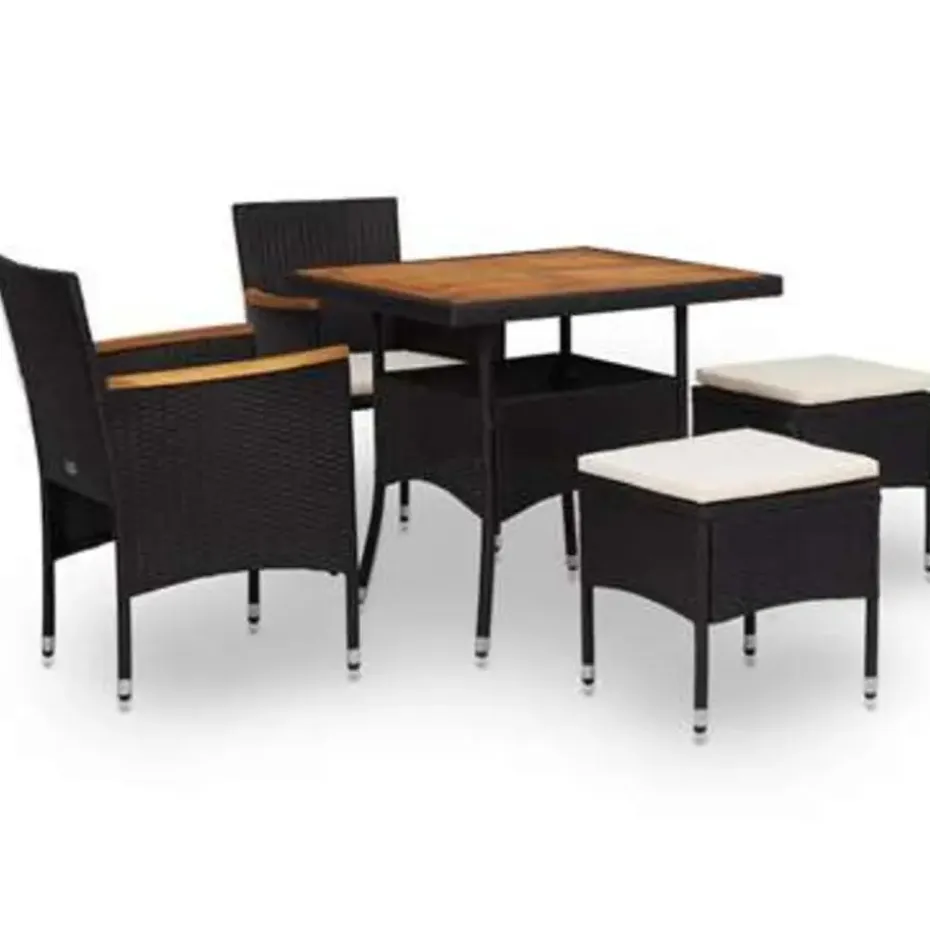 vidaXL - Tuinset - Zwart - Rattan