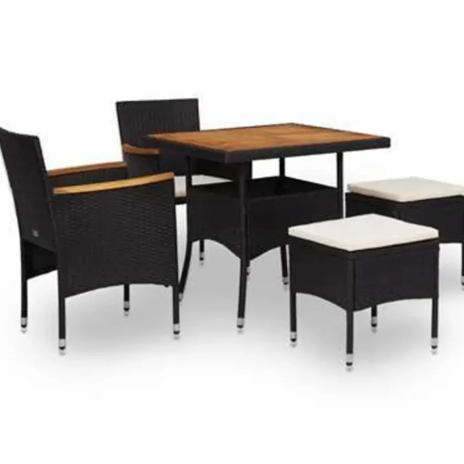 vidaXL - Tuinset - Zwart - Rattan
