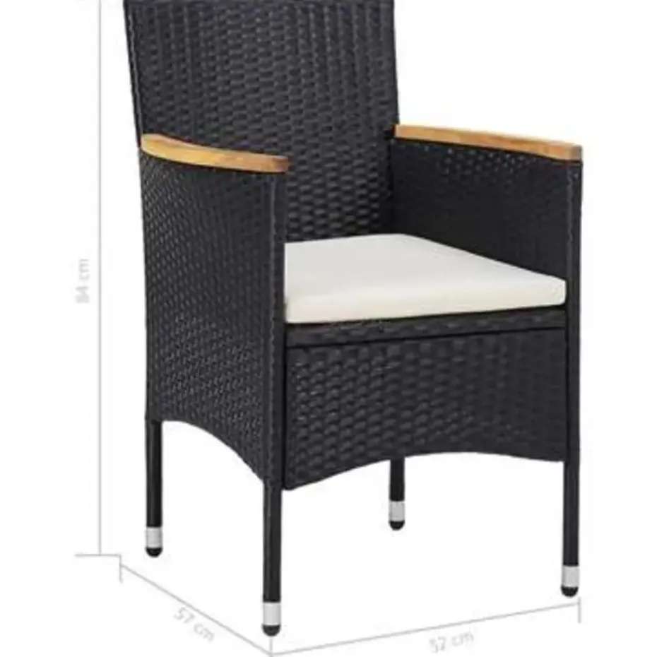 vidaXL - Tuinset - Zwart - Rattan