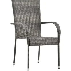 vidaXL - Tuinset grijs - 6 fauteuils en (150-200)x90 cm tafel - Poly rattan