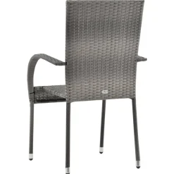 vidaXL - Tuinset grijs - 6 fauteuils en (150-200)x90 cm tafel - Poly rattan