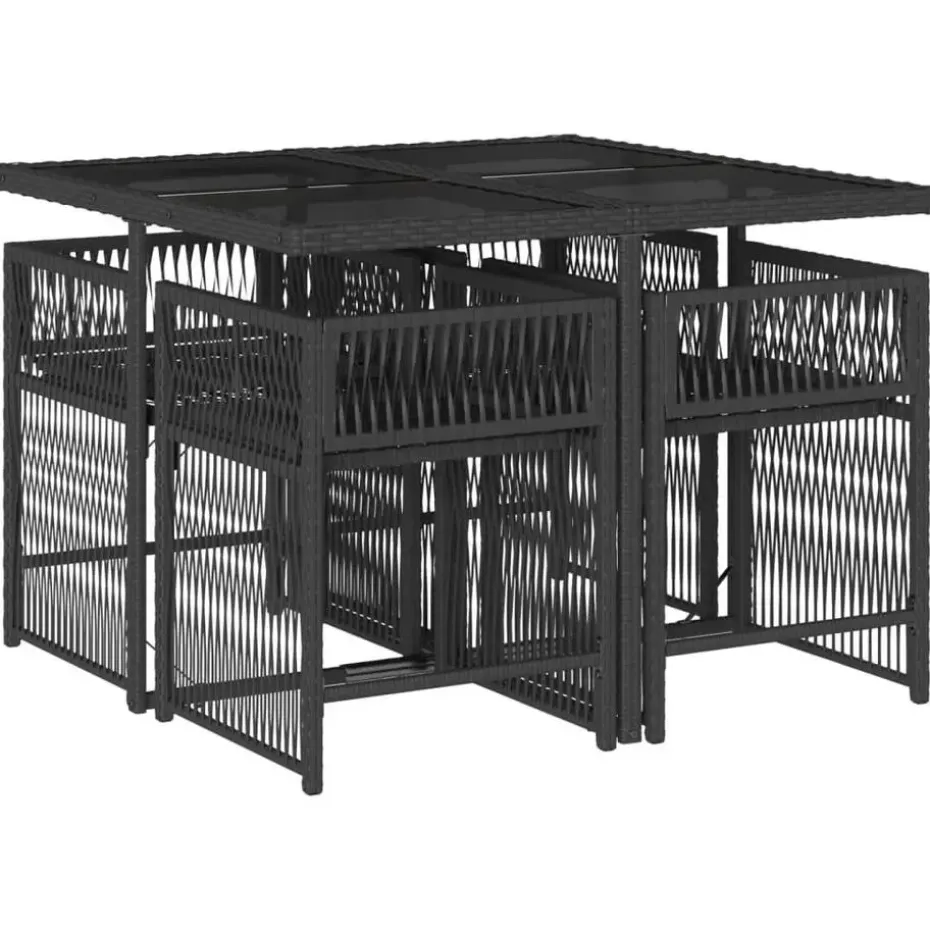vidaXL - Tuinset zwart kussens - Zwart - PE rattan - 110x106 cm - 5 stuks