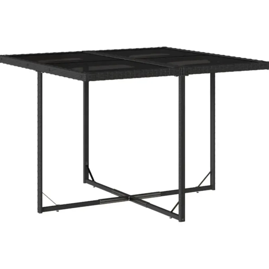 vidaXL - Tuinset zwart kussens - Zwart - PE rattan - 110x106 cm - 5 stuks