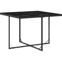 vidaXL - Tuinset zwart kussens - Poly rattan en staal - 110x106 cm - 5 stuks