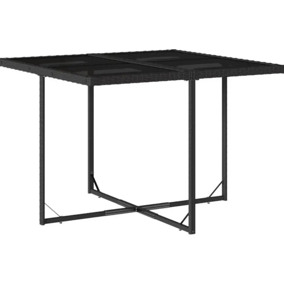 vidaXL - Tuinset zwart kussens - Poly rattan en staal - 110x106 cm - 5 stuks