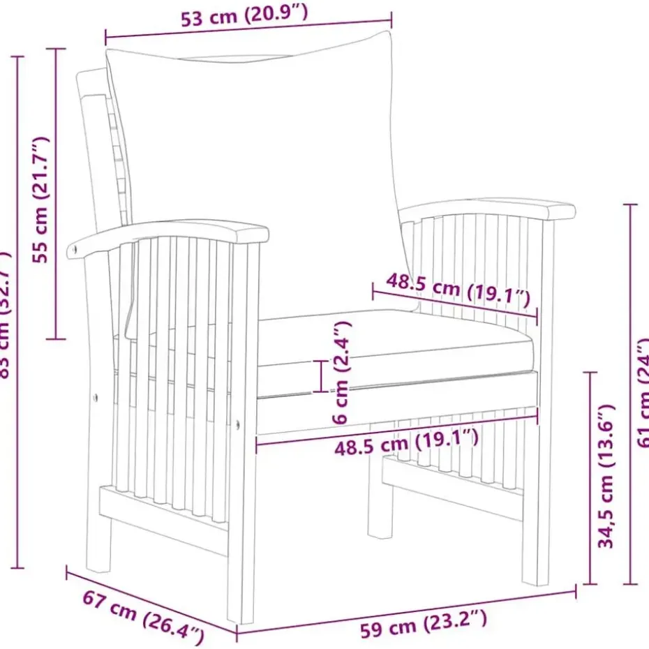 vidaXL - Tuinstoel - Grijs - Hout