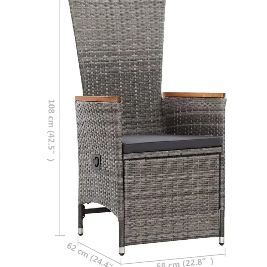 vidaXL - Tuinstoel - Grijs - Poly rattan - 2 stuks